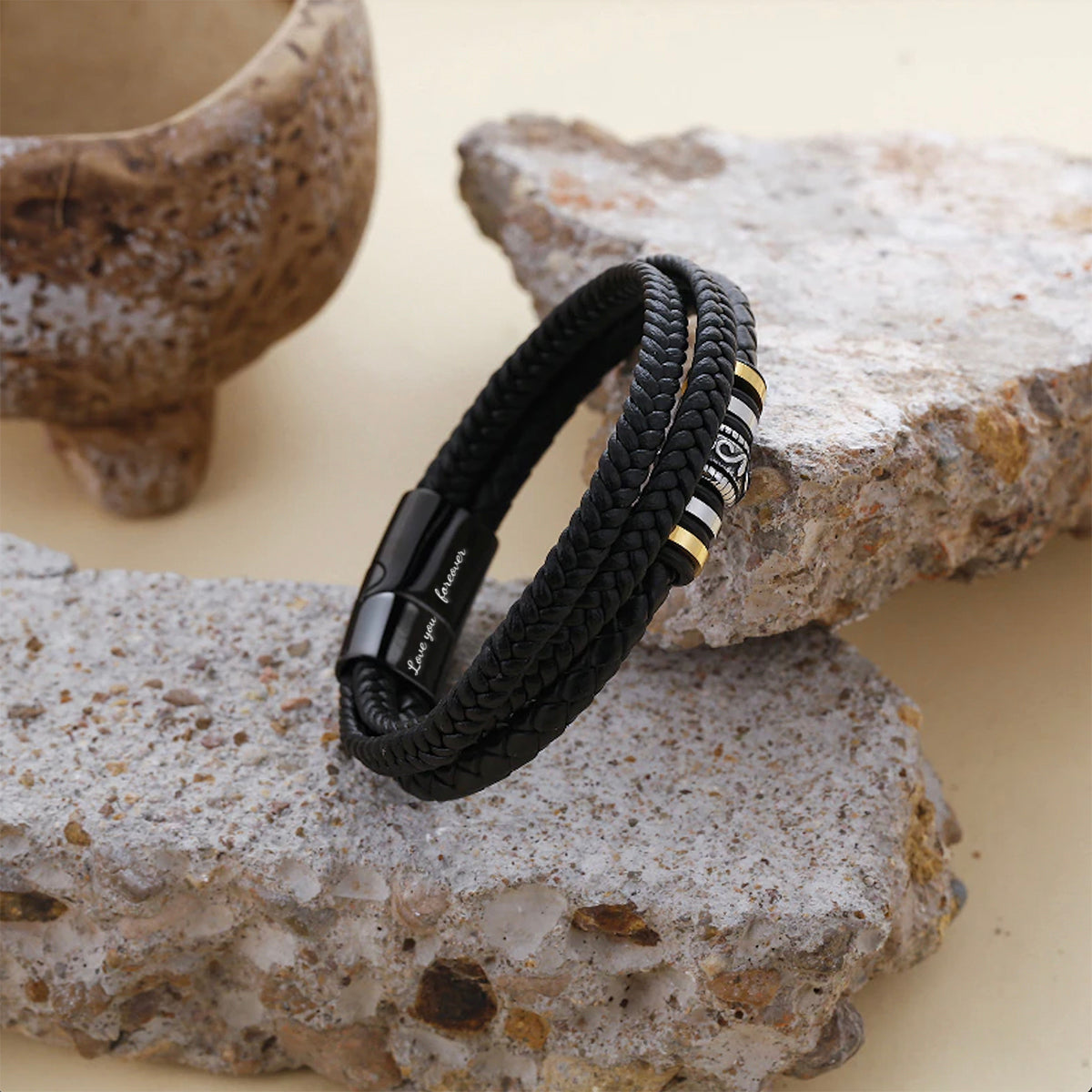 Herren-Lederarmband mit Karte an meinen lieben Sohn - Liebesketten