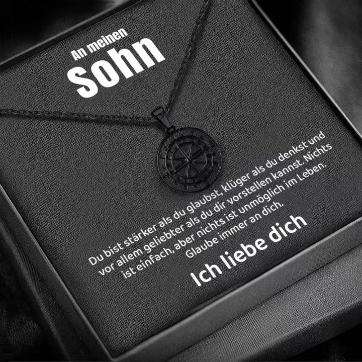 Kompass-Anhänger mit Karte an meinen lieben Sohn - Liebesketten