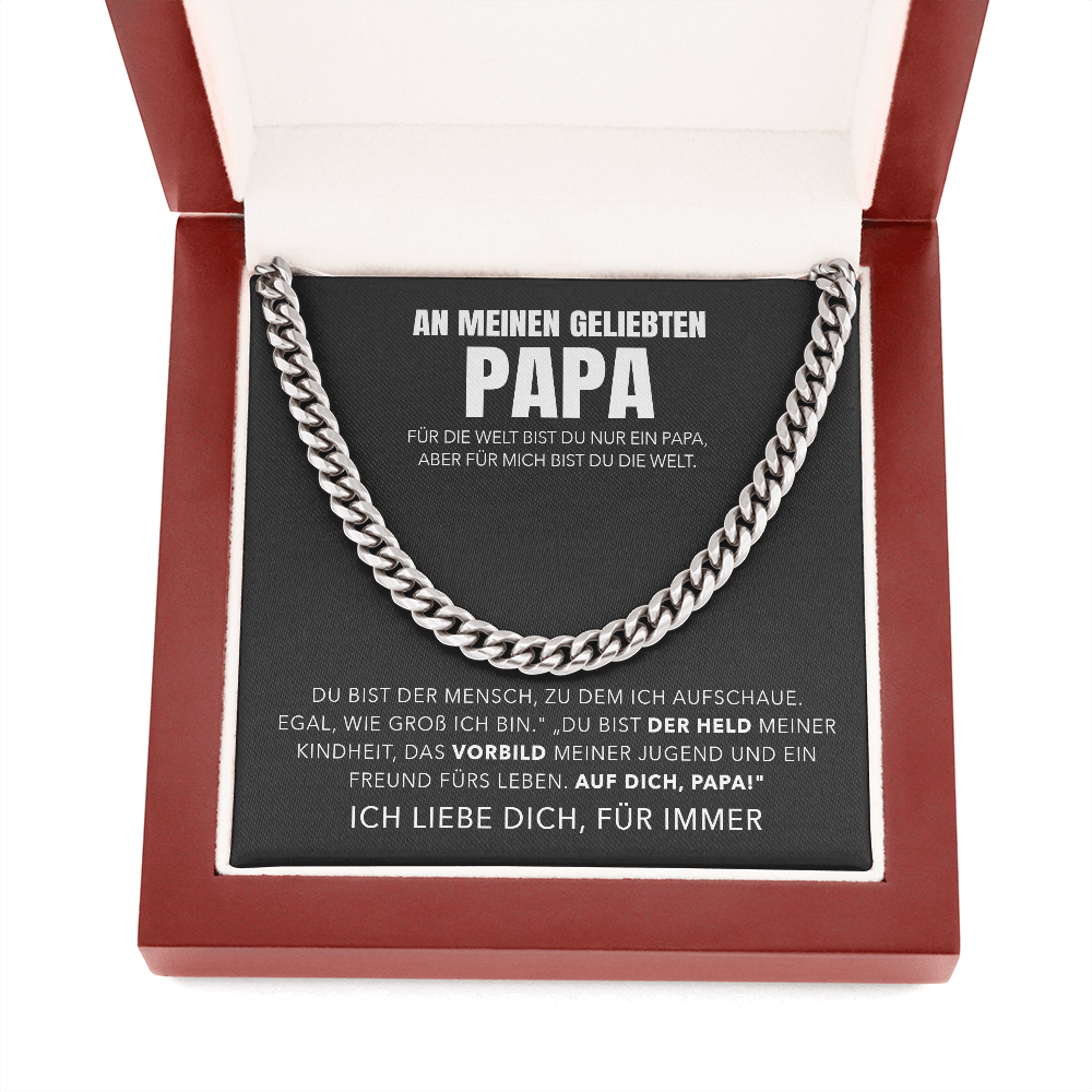Kräftige Panzerkette mit Karte an meinen Papa - Liebesketten