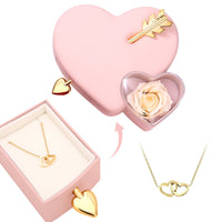Amour Rosenbox mit versteckter Doppelherzkette