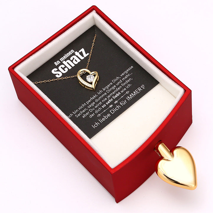 Amour Rosenbox mit versteckter Herzkette und Notiz - Liebesketten