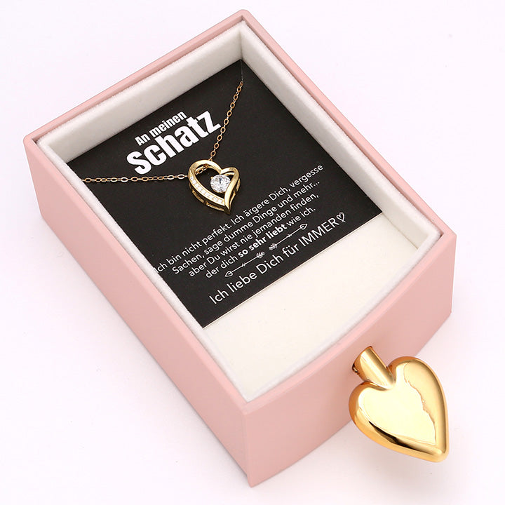 Amour Rosenbox mit versteckter Herzkette und Notiz