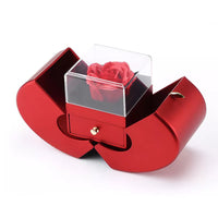 Apfel-Rosenbox mit Herz-Halskette und echter Rose