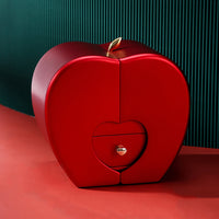 Apfel-Rosenbox mit Herz-Halskette und echter Rose
