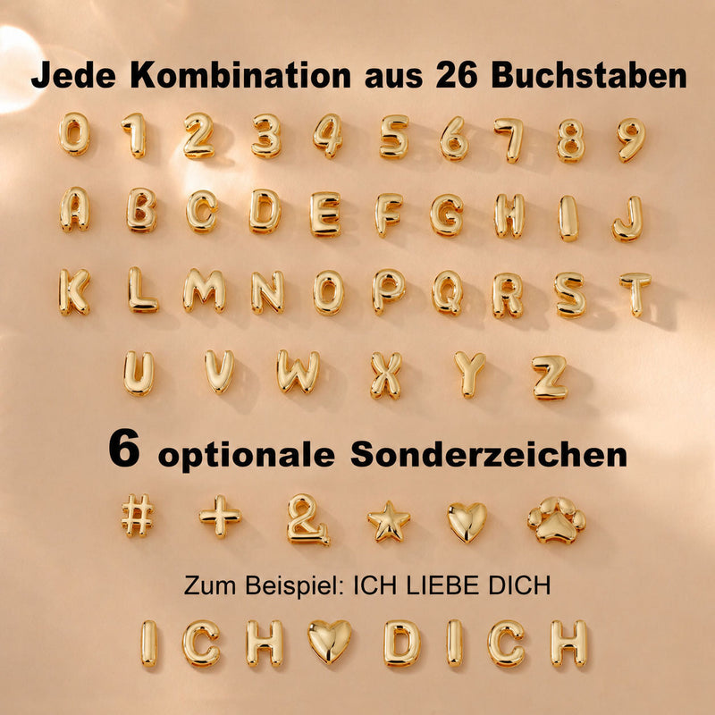Buchstaben- und Zahlenkette im runden Ballonstil