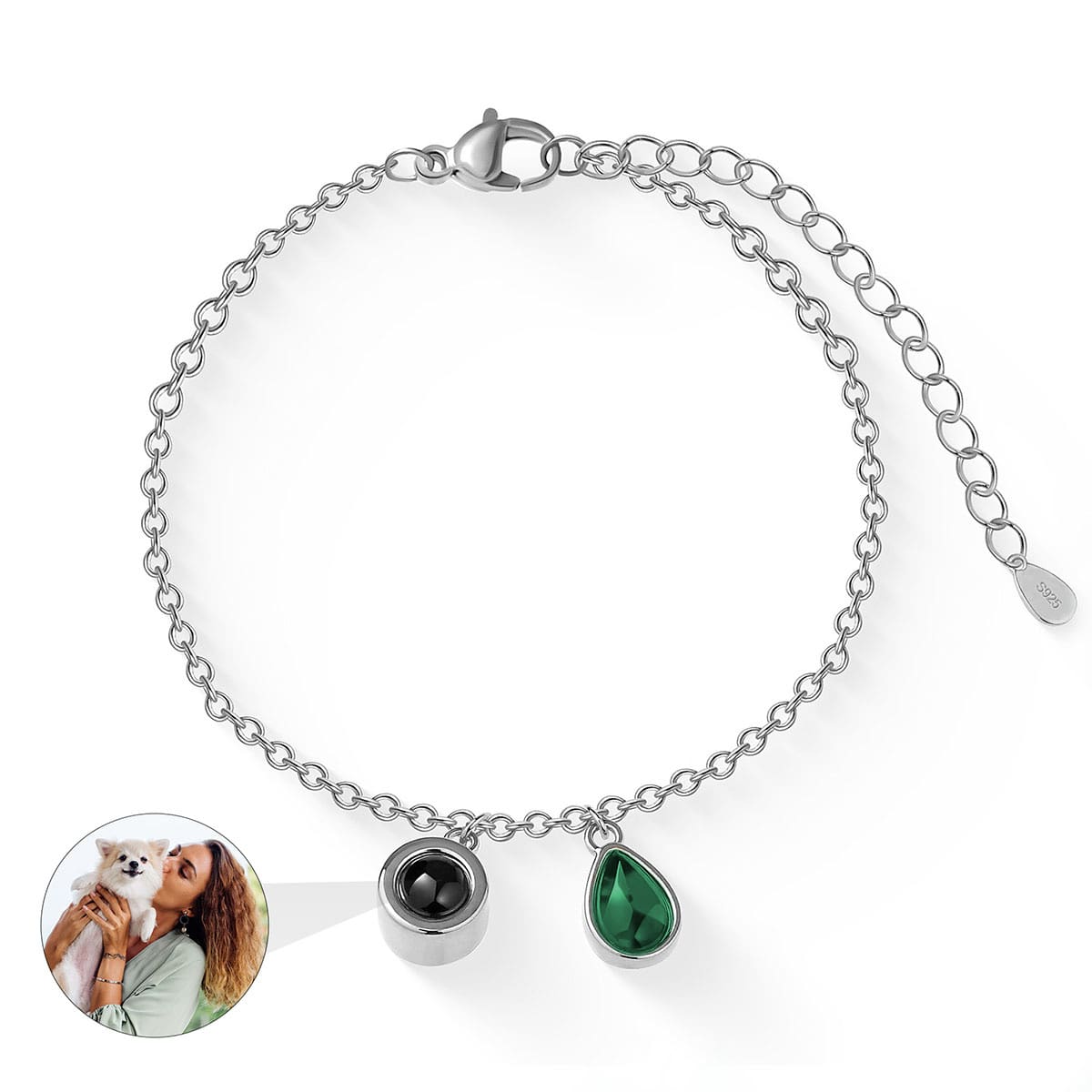 Fotoarmband mit Geburtsstein und eigenem Bild - Liebesketten