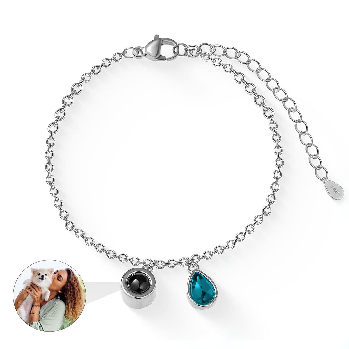 Fotoarmband mit Geburtsstein und eigenem Bild - Liebesketten