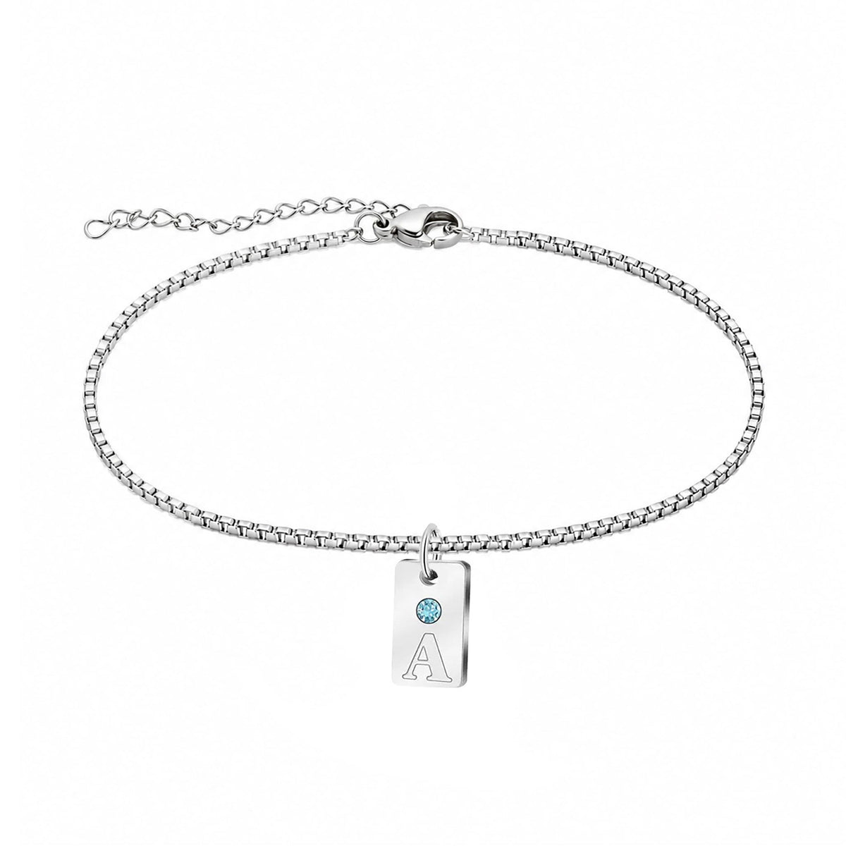 Fusskette mit Initialen und Geburtsstein-Charms - Liebesketten