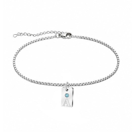 Fusskette mit Initialen und Geburtsstein-Charms - Liebesketten