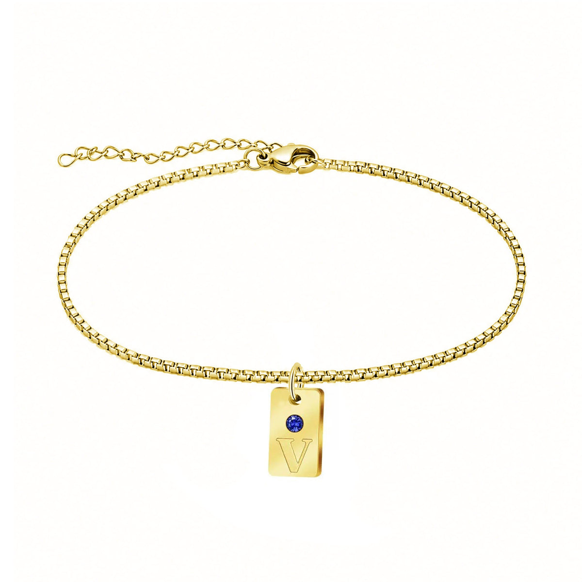 Fusskette mit Initialen und Geburtsstein-Charms - Liebesketten