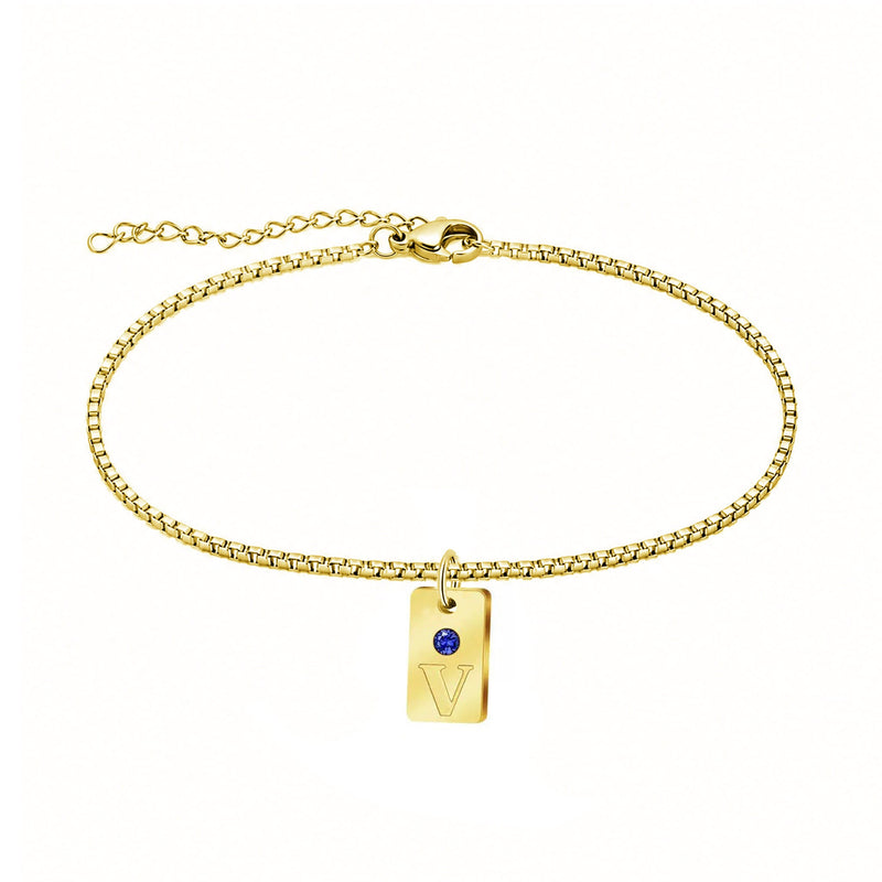 Fusskette mit Initialen und Geburtsstein-Charms