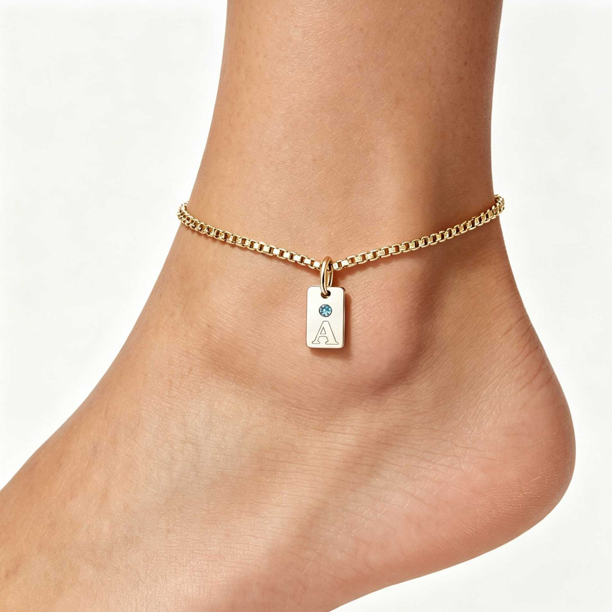Fusskette mit Initialen und Geburtsstein-Charms - Liebesketten