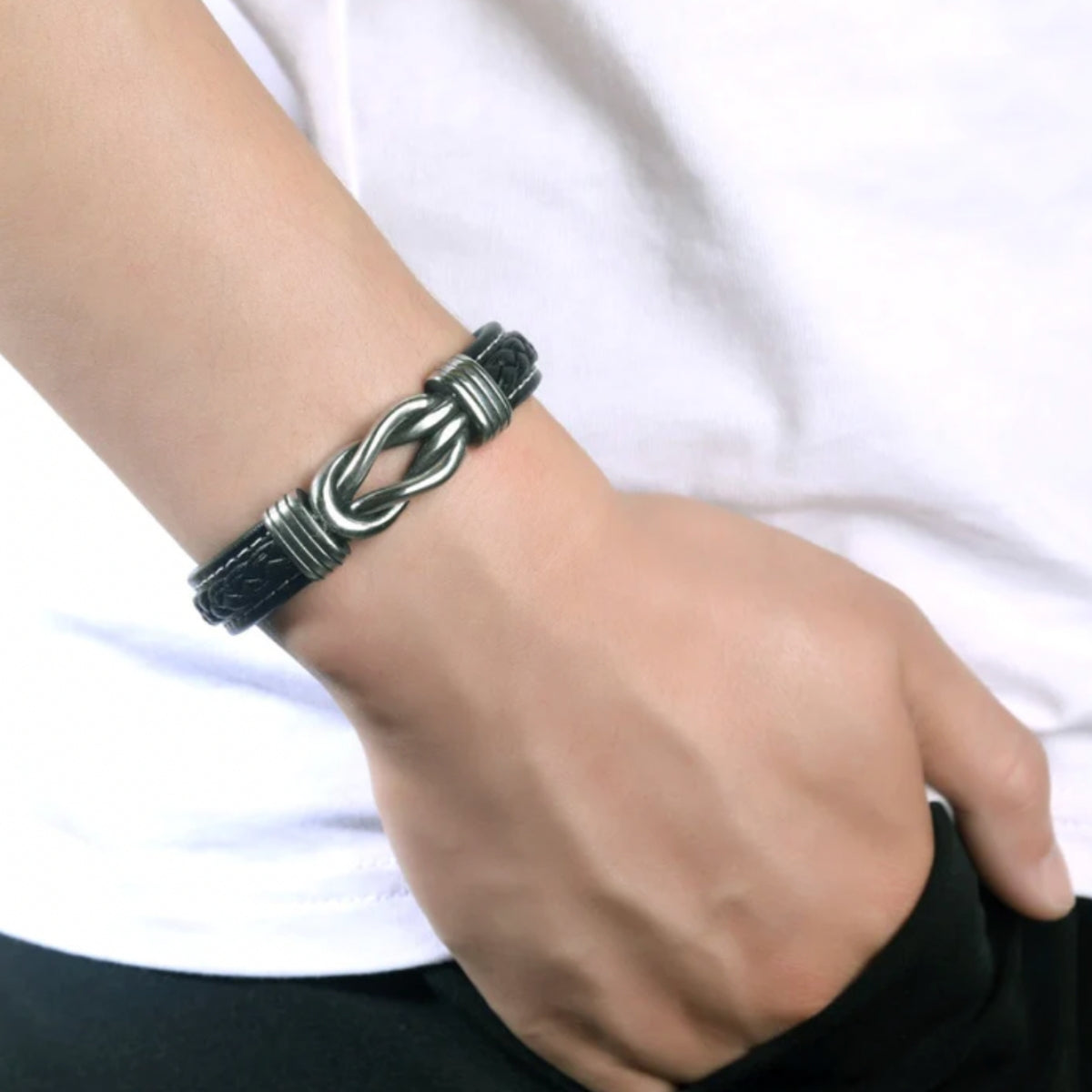Geflochtenes Lederarmband für Oma und ihren Enkel - Liebesketten