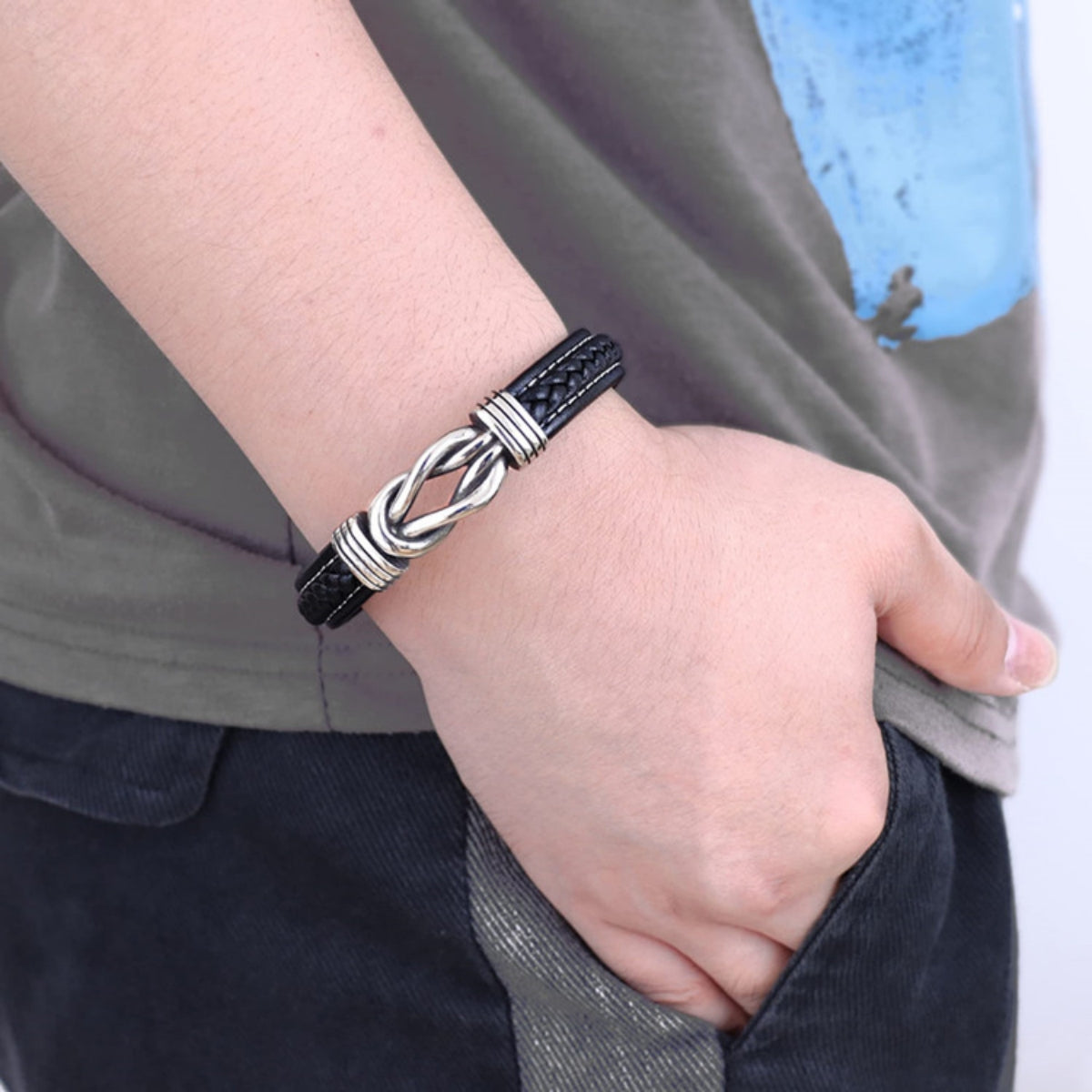 Geflochtenes Lederarmband für Oma und ihren Enkel - Liebesketten