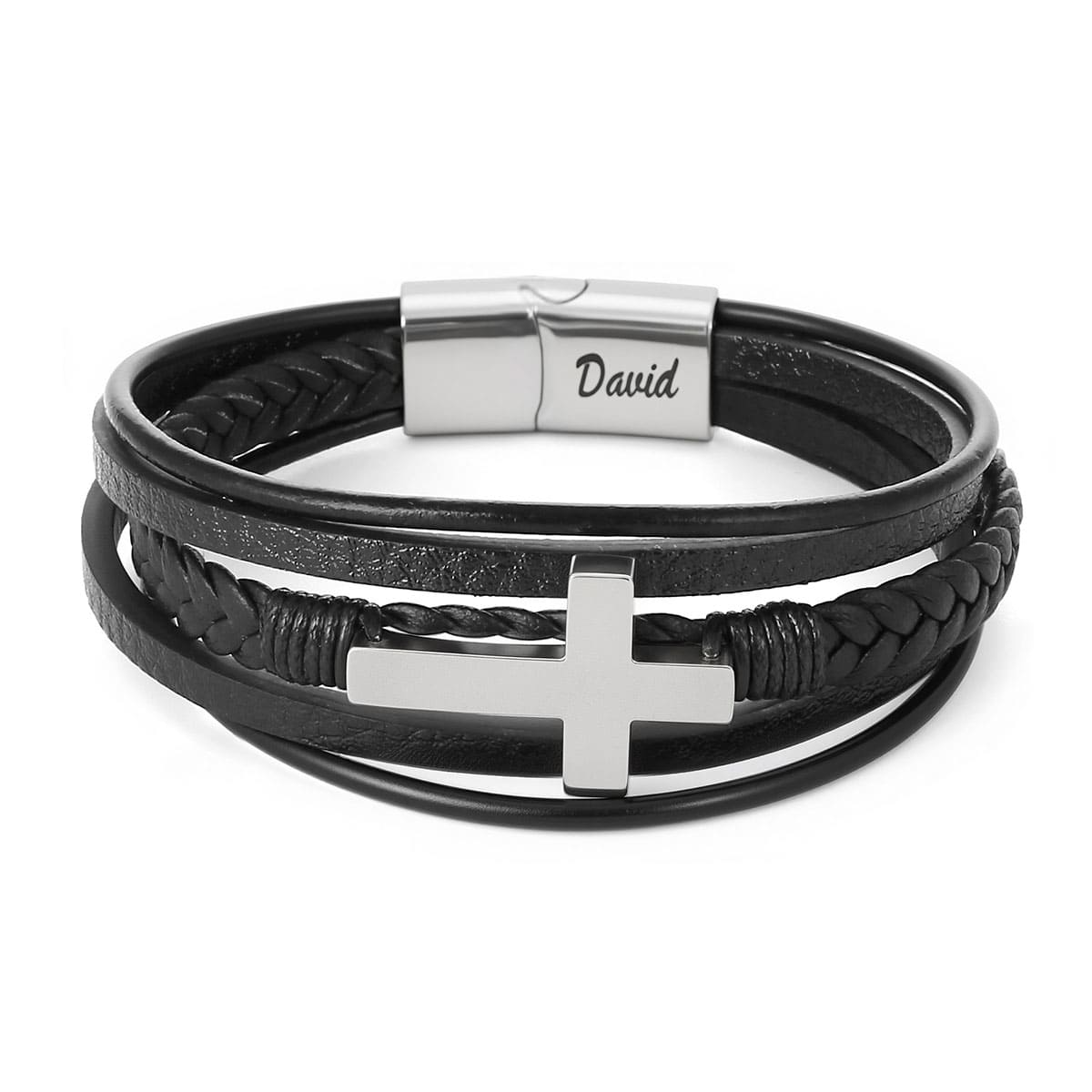 Geflochtenes Lederarmband mit Gravur für den Enkel - Liebesketten