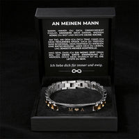 Gliederarmband mit Gravur an meinen lieben Mann