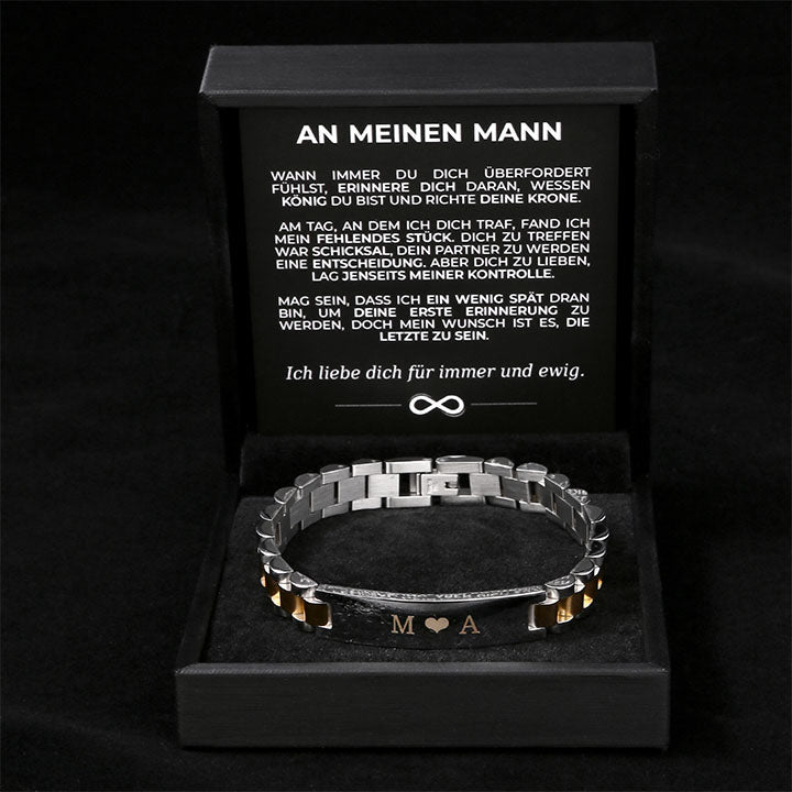 Gliederarmband mit Gravur an meinen lieben Mann