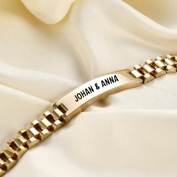 Gliederarmband mit Gravur an meinen lieben Mann