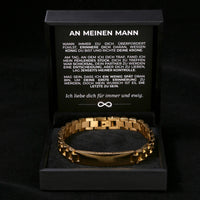 Gliederarmband mit Gravur an meinen lieben Mann