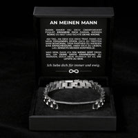 Gliederarmband mit Gravur an meinen lieben Mann