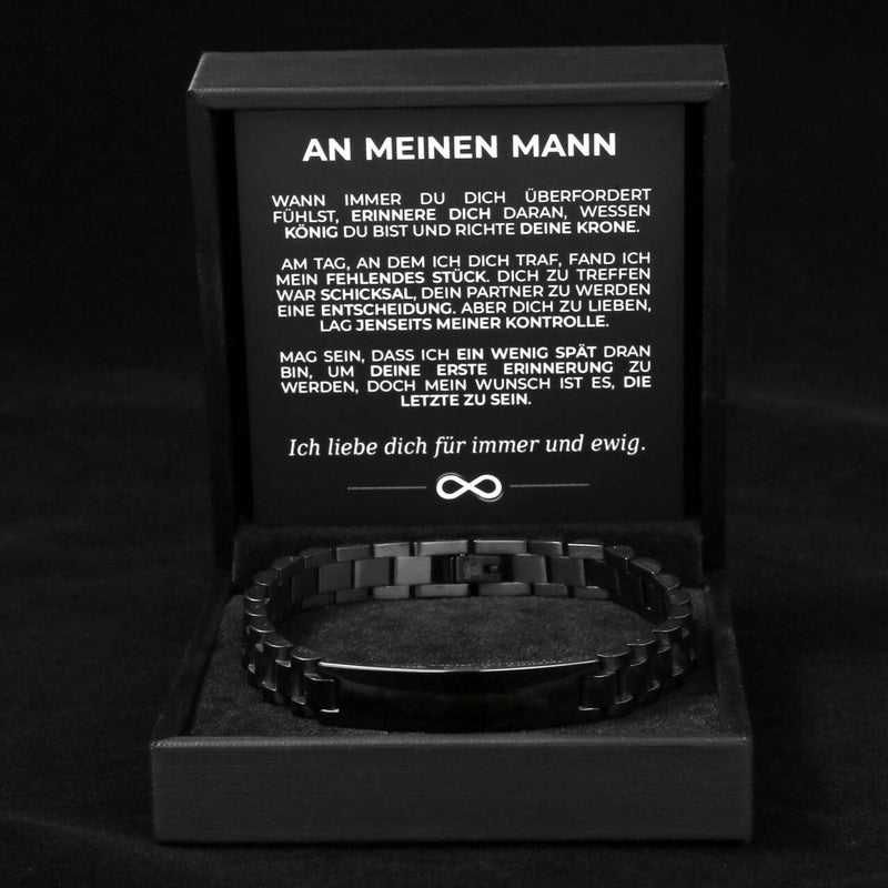 Gliederarmband mit Gravur an meinen lieben Mann