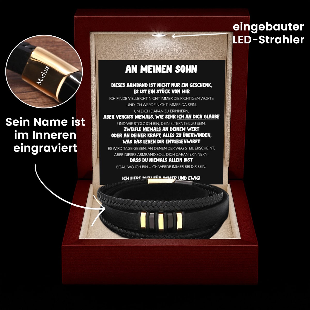 Gliederarmband mit Gravur an meinen lieben Sohn - Liebesketten