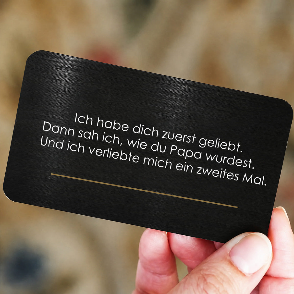 Gravierte Metallkarte mit Namen für die Brieftasche - Liebesketten