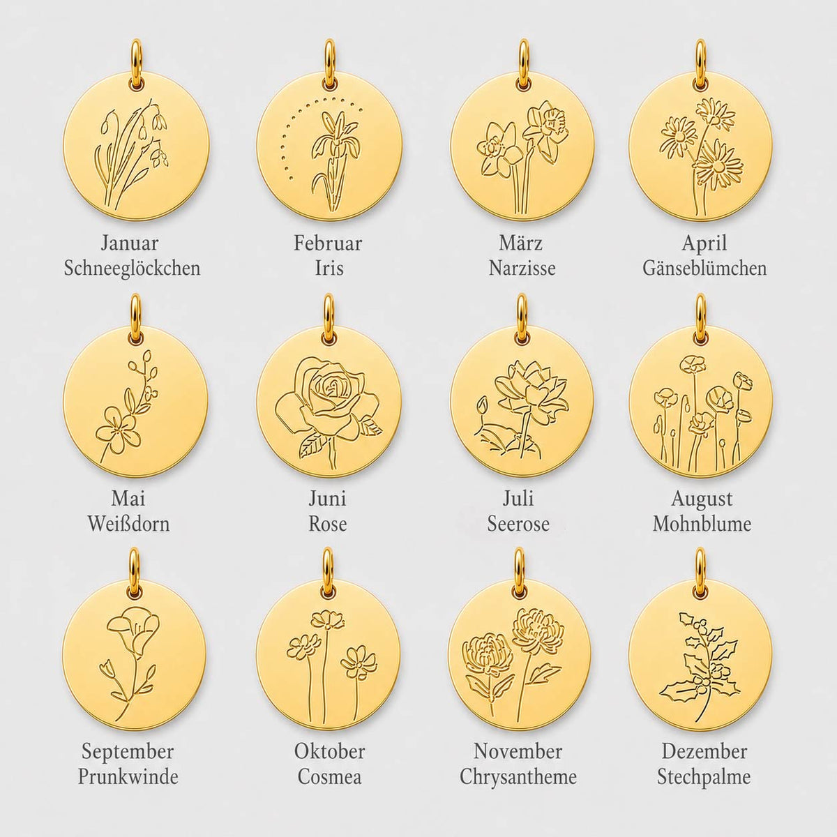 Halskette mit deiner Geburtsblume und Namensgravur - Liebesketten