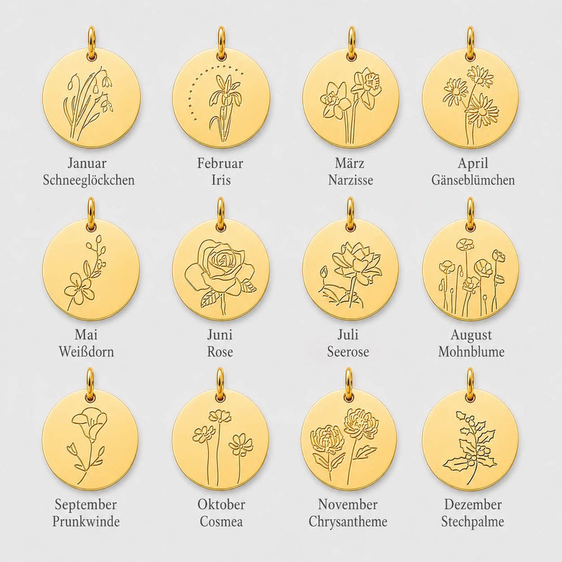 Halskette mit deiner Geburtsblume und Namensgravur