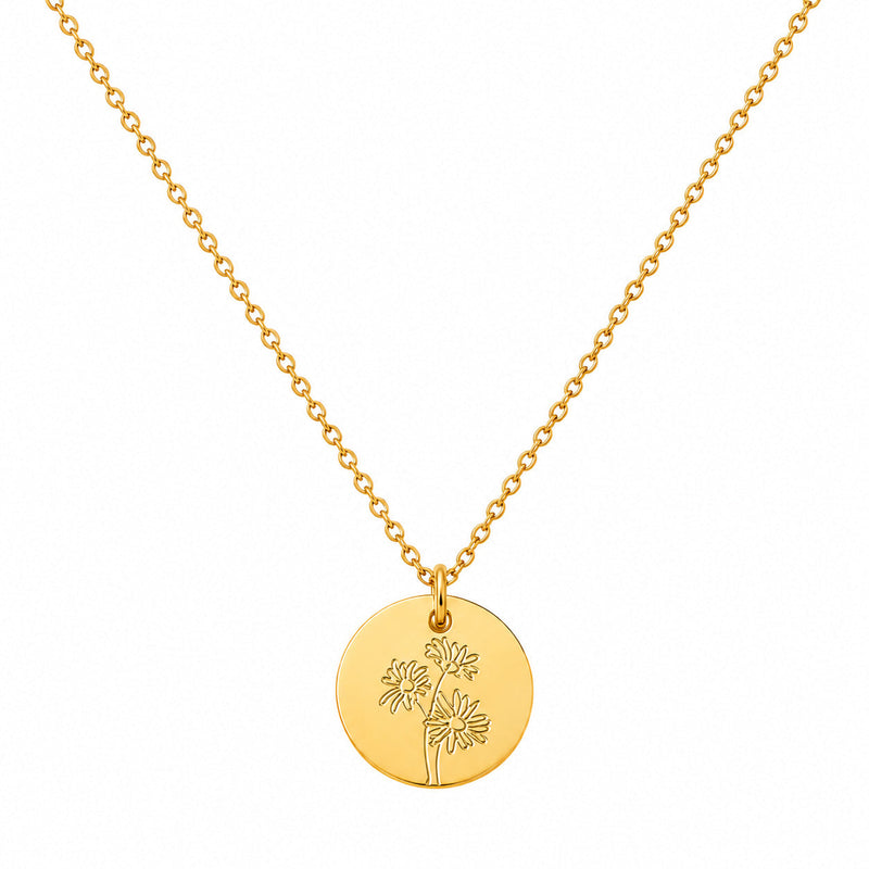 Halskette mit deiner Geburtsblume und Namensgravur