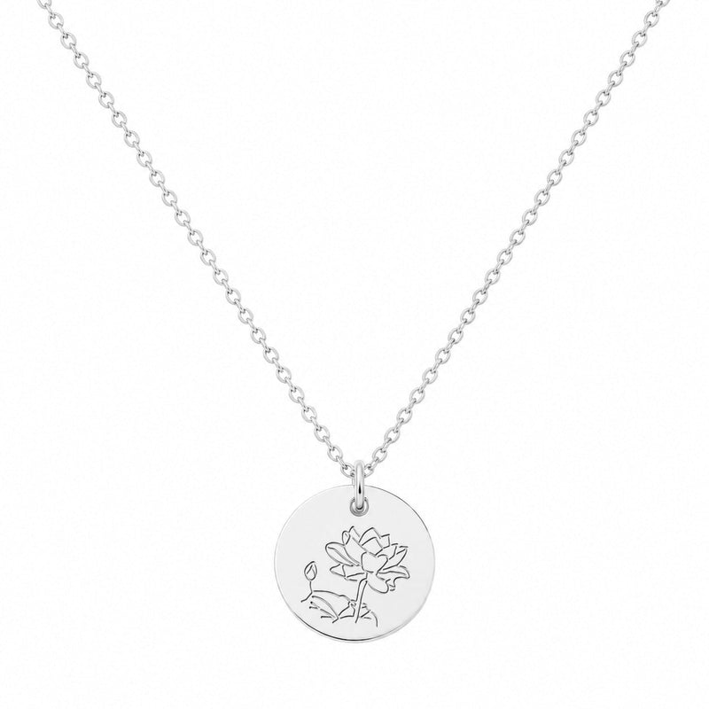 Halskette mit deiner Geburtsblume und Namensgravur