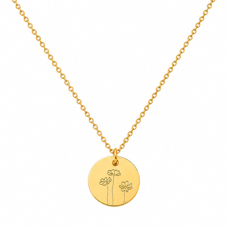 Halskette mit deiner Geburtsblume und Namensgravur