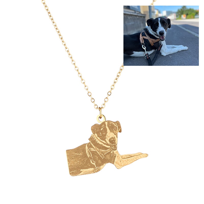 Halskette mit gravierter Silhouette deines Hundes