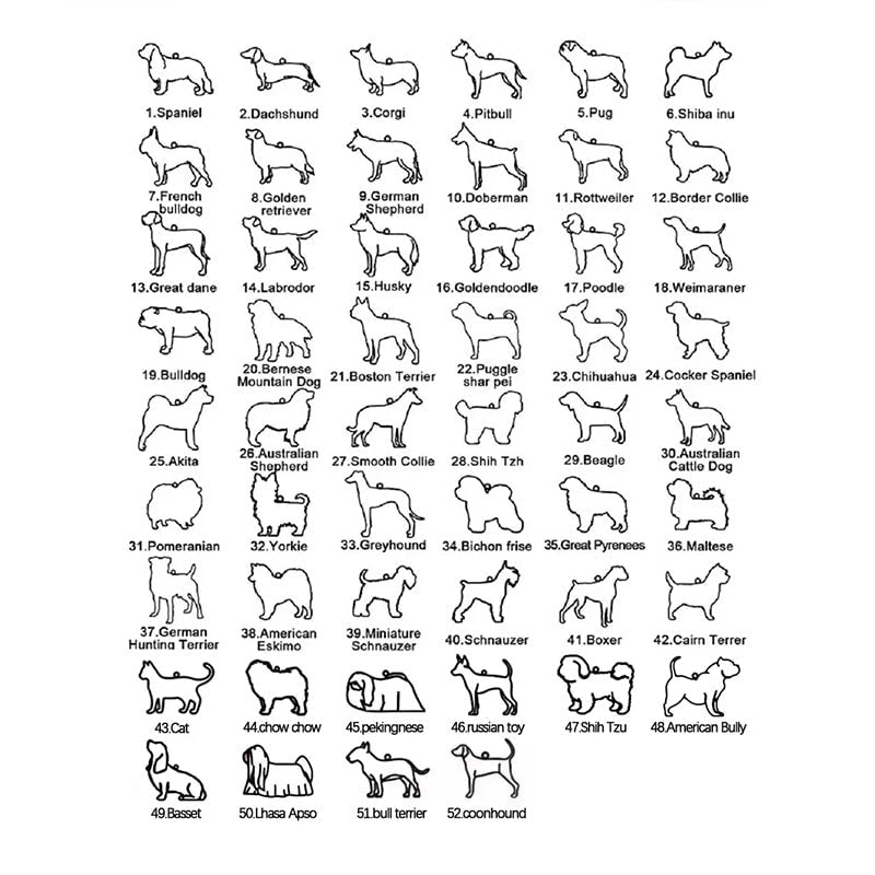 Halskette mit Hunderasse-Silhouette und Namen