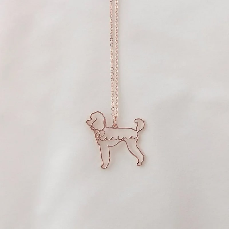 Halskette mit Hunderasse-Silhouette und Namen - Liebesketten