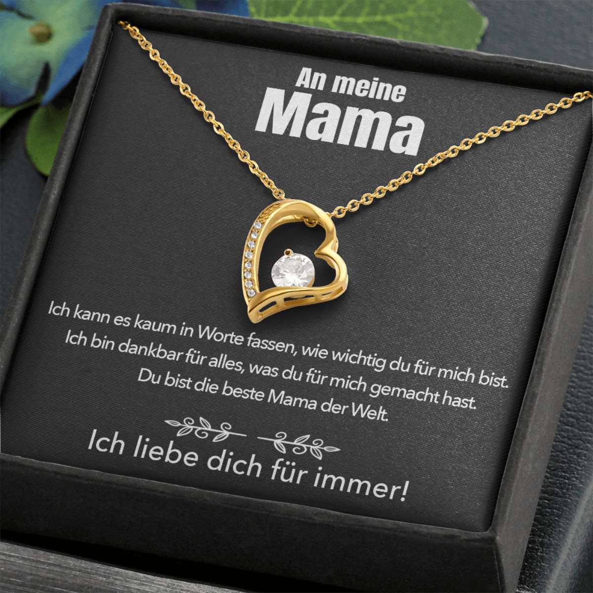 Halskette mit Karte an meine Mama für immer und ewig - Liebesketten