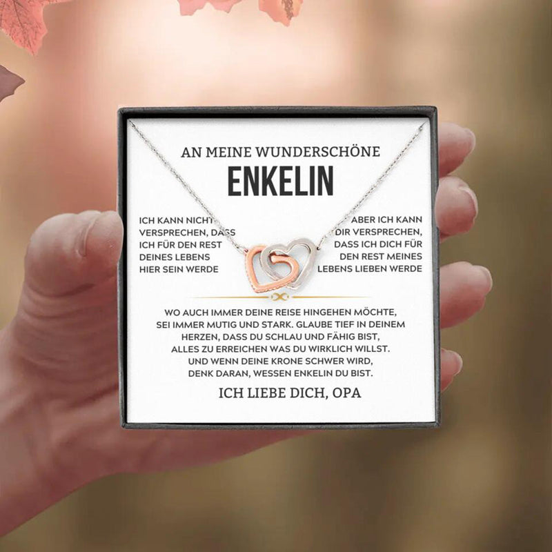 Halskette mit Versprechen-Karte an die Enkelin
