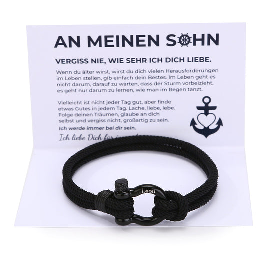 Handseil-Armband mit Gravur an meinen lieben Sohn - Liebesketten
