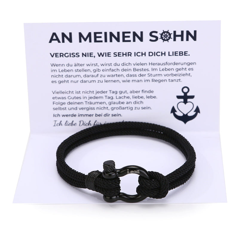 Handseil-Armband mit Gravur an meinen lieben Sohn
