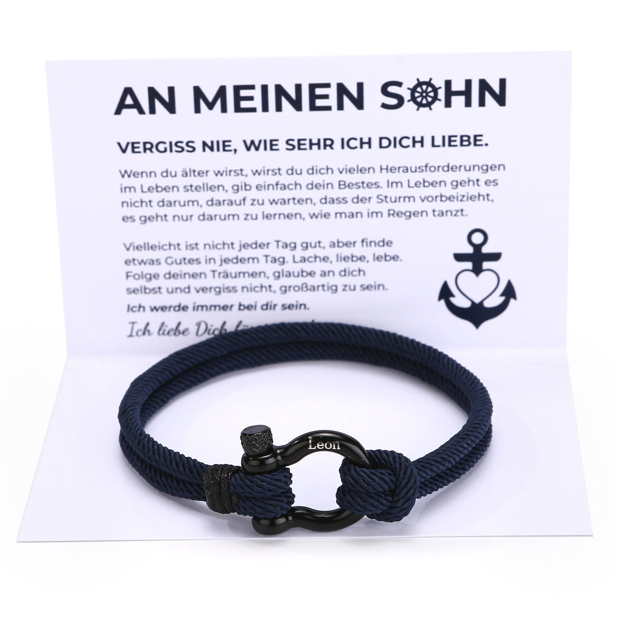 Handseil-Armband mit Gravur an meinen lieben Sohn - Liebesketten