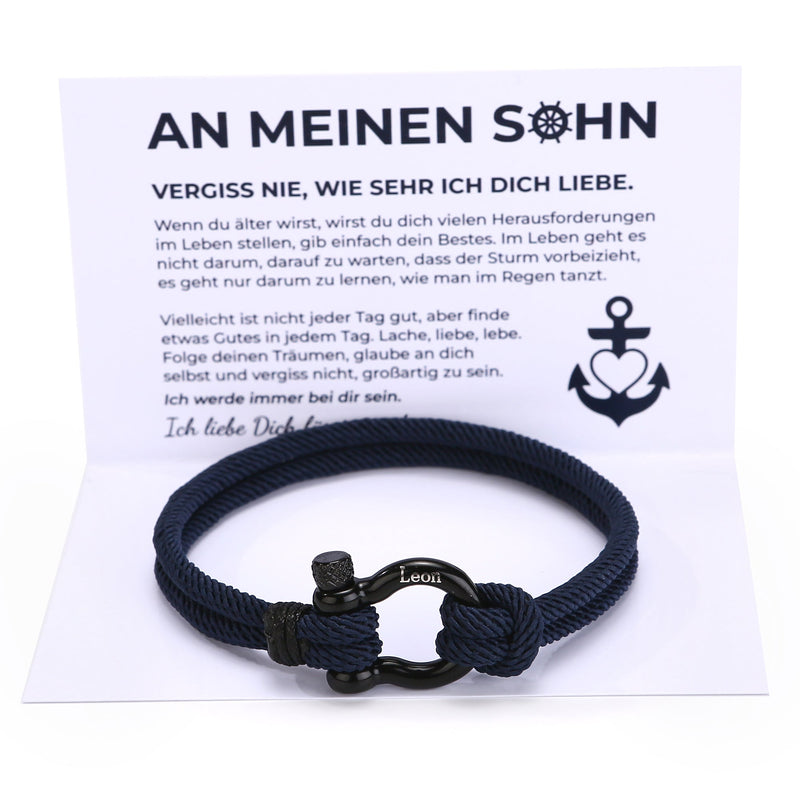 Handseil-Armband mit Gravur an meinen lieben Sohn