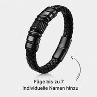 Herren-Armband mit gravierten Namensbeads aus Leder