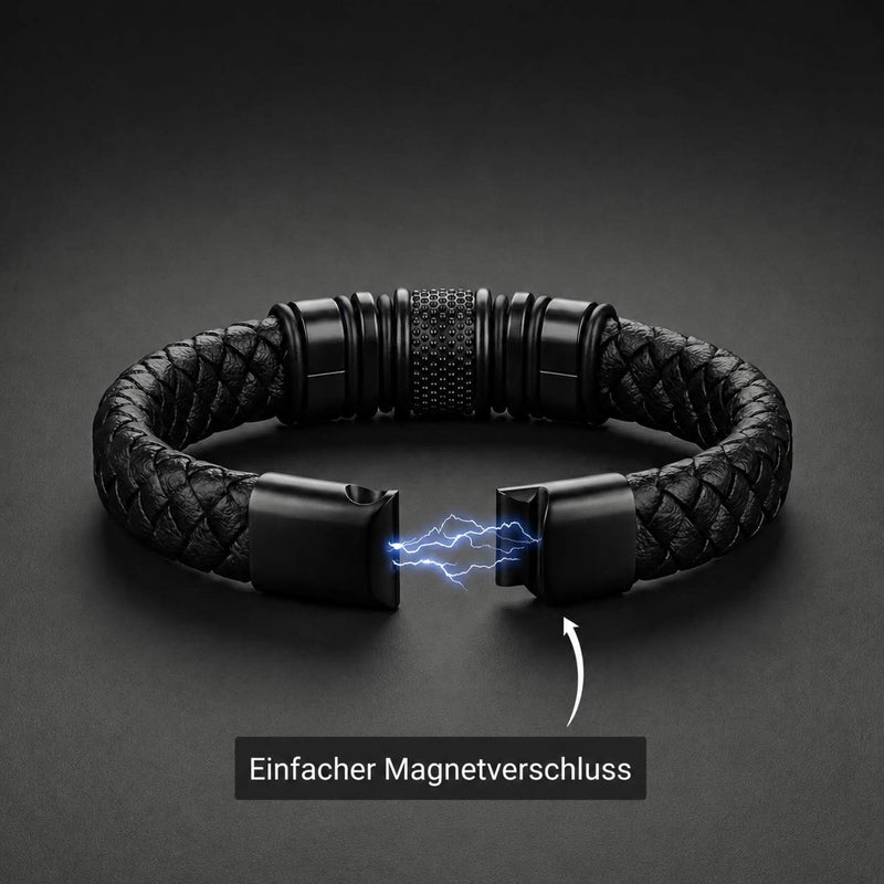 Herren-Armband mit gravierten Namensbeads aus Leder