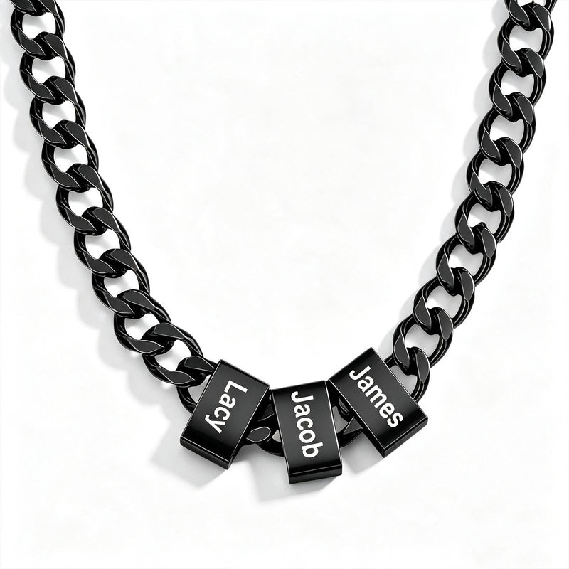 Herren-Halskette mit gravierten Namensbeads für ihn