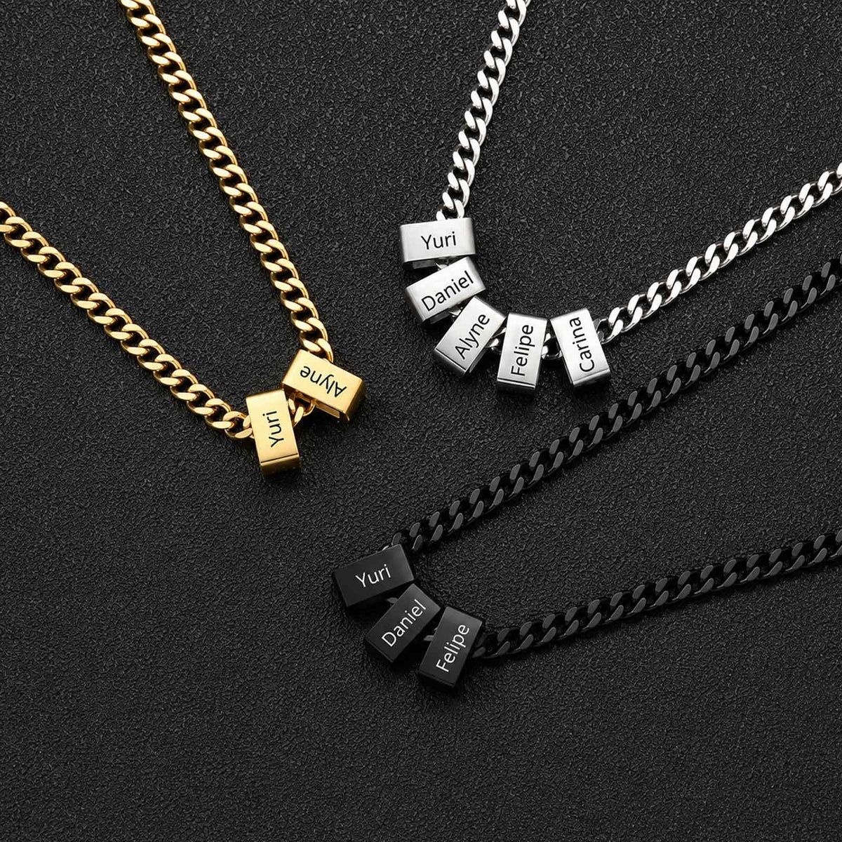 Herren-Halskette mit gravierten Namensbeads für ihn - Liebesketten