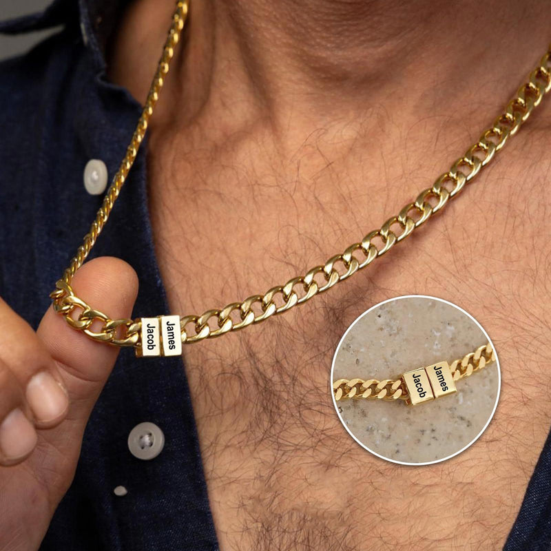 Herren-Halskette mit gravierten Namensbeads für ihn