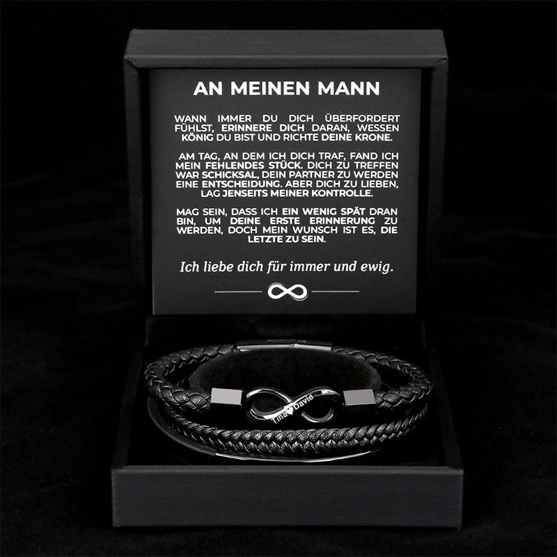 Herren-Lederarmband mit Gravur an meinen Mann