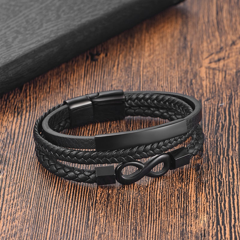 Herren-Lederarmband mit Gravur an meinen Mann - Liebesketten