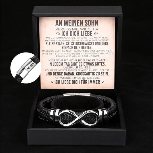 Herren-Lederarmband mit Gravur an meinen Sohn - Liebesketten