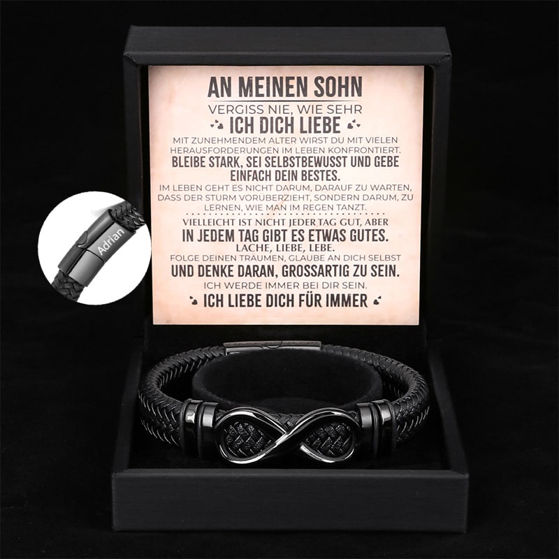 Herren-Lederarmband mit Gravur an meinen Sohn